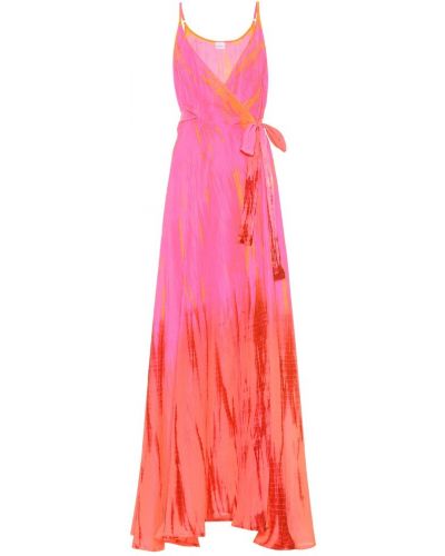 Копринена макси рокля с tie-dye ефект Anna Kosturova розово