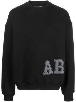 Raštuotas medvilninis džemperis su gobtuvu Axel Arigato juoda