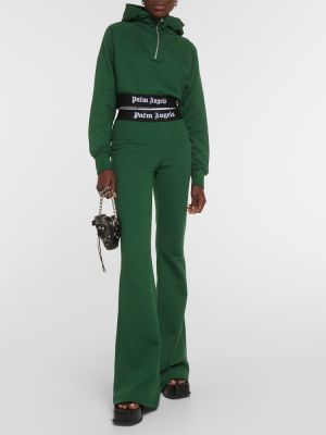 Pamučna hoodie s kapuljačom od jersey Palm Angels zelena