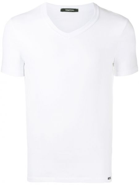 Памучна тениска с v-образно деколте Tom Ford бяло