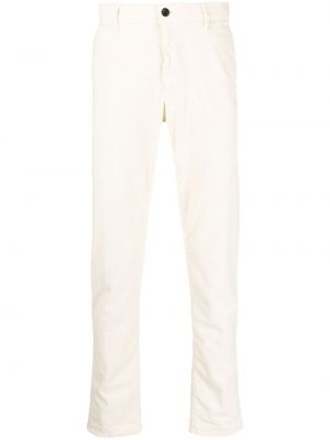 Pantaloni cu broderie de catifea cord Incotex alb