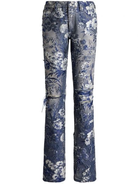 Žakárové kvetinové obnosené skinny fit džínsy Ralph Lauren Collection