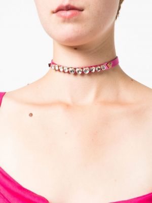Křišťálový náhrdelník se srdcovým vzorem Versace růžový