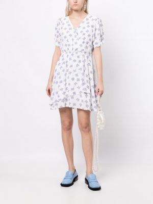 Kleid mit schleife mit print B+ab weiß
