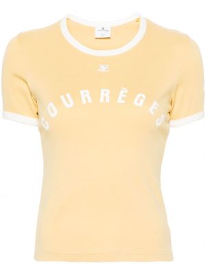 Bombažna majica s potiskom Courreges rumena