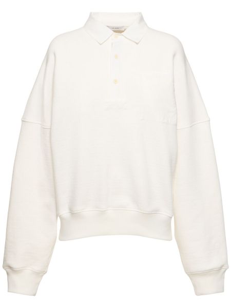 Polo en coton en tricot The Row blanc