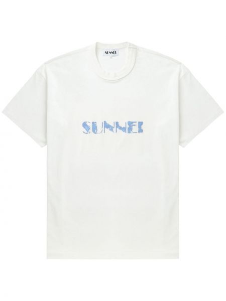 Raštuotas medvilninis marškinėliai Sunnei balta