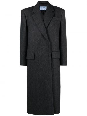 Vlněný kabát Prada šedý