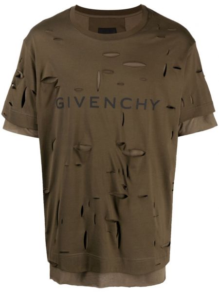 Памучна тениска с протрити краища с принт Givenchy