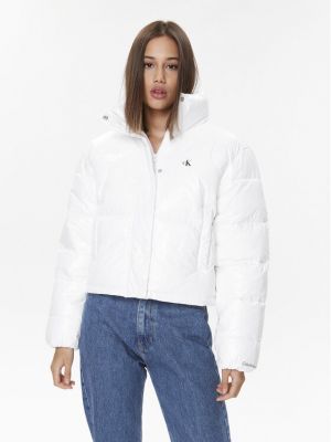 Pernata traper jakna Calvin Klein Jeans bijela