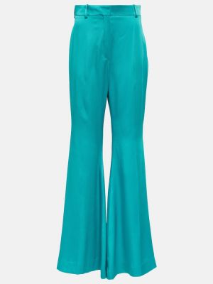 Saténové nohavice s vysokým pásom Nina Ricci modrá