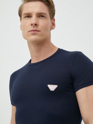 Majica jednobojna kratki rukavi Emporio Armani Underwear plava