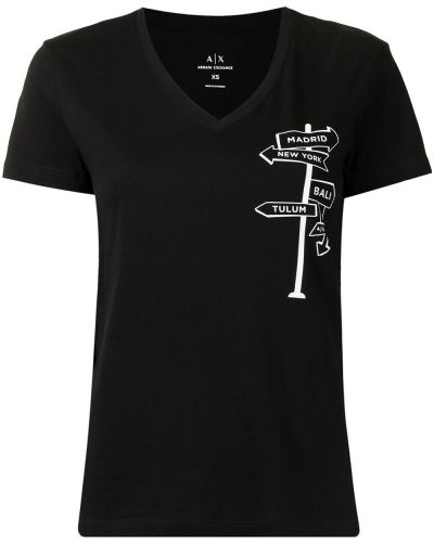 Camiseta con estampado Armani Exchange negro