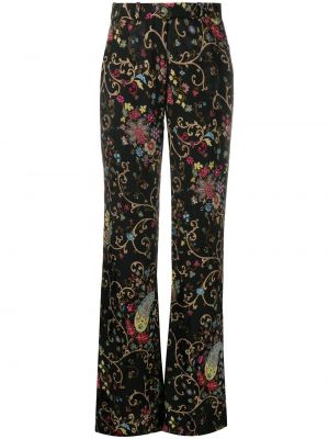 Pantalones de cintura alta de flores Etro negro
