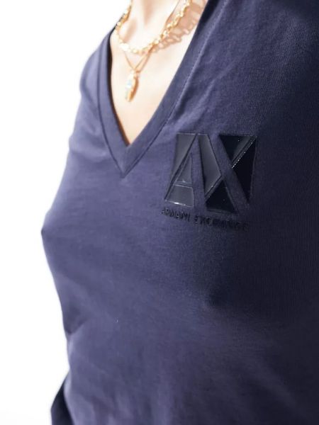 Приталенная футболка с v-образным вырезом Armani Exchange синяя
