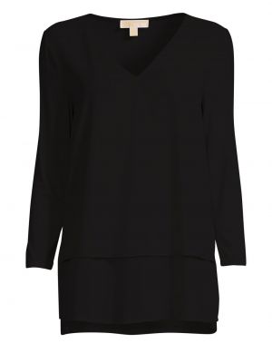 Черная блузка с v-образным вырезом Michael Michael Kors