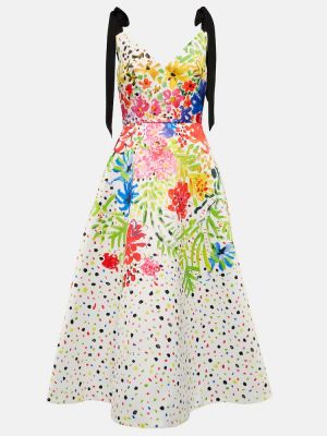 Satynowe sukienka midi w kwiatki Christopher Kane