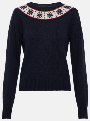 Жакардов вълнен пуловер A.p.c. синьо