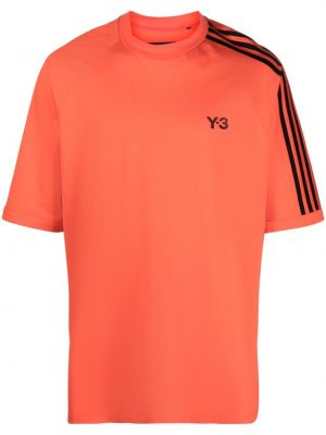 Tricou cu dungi cu imagine Y-3 portocaliu