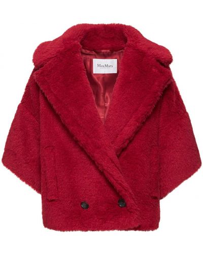 Płaszcz z alpaki Max Mara czerwony