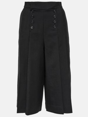 Vlnené culottes nohavice s vysokým pásom Saint Laurent sivá