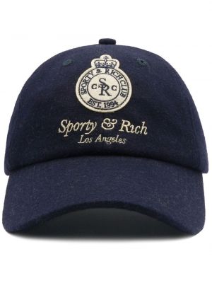 Фланелена памучна шапка с козирки Sporty & Rich синьо