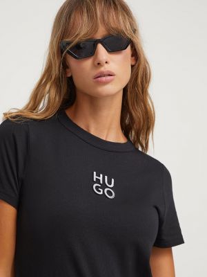 Памучна тениска Hugo черно