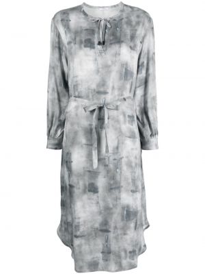 Midi obleka s potiskom z abstraktnimi vzorci Peserico siva