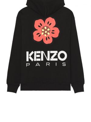 Черное худи в цветочек оверсайз Kenzo