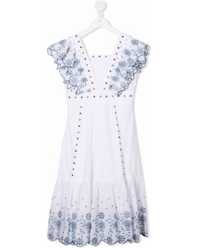 Brodert dress for jenter Monnalisa hvit