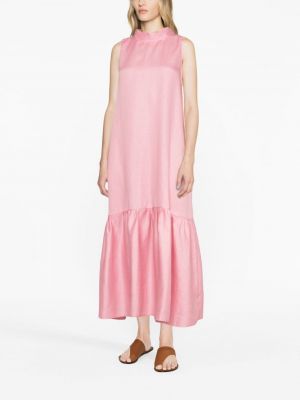 Lniana sukienka midi Asceno różowa