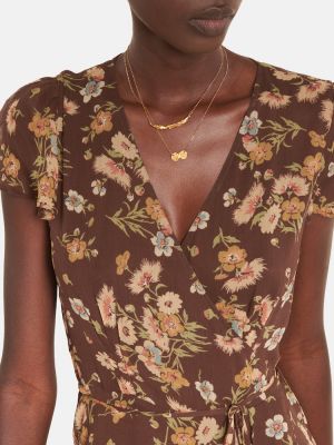 Dolga obleka s cvetličnim vzorcem Polo Ralph Lauren rjava