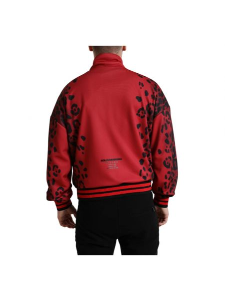 Blazer con cremallera con estampado leopardo Dolce & Gabbana rojo