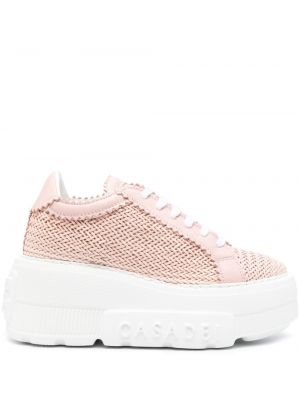 Δερμάτινα sneakers Casadei ροζ