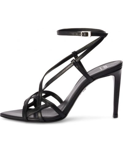 Usnjene sandali s peto z visoko peto Ami Paris črna