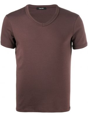 T-shirt à col v Tom Ford marron