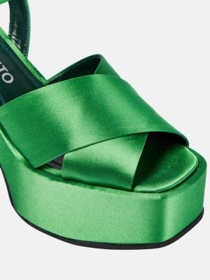 Сатенени сандали на платформе Nodaleto зелено