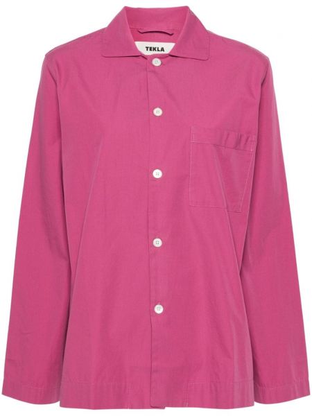 Памучна дълга риза Tekla розово