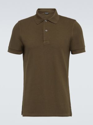 Tricou polo din bumbac Tom Ford verde