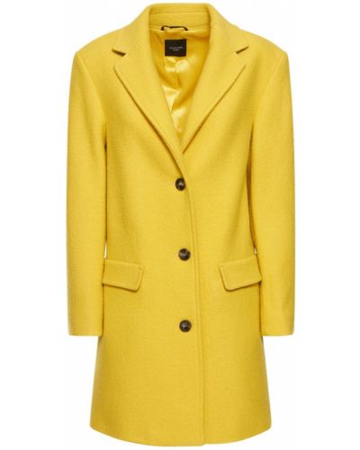 Krótki płaszcz wełniany z dżerseju Weekend Max Mara żółty
