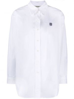 Памучна риза с копчета с перли Sandro бяло