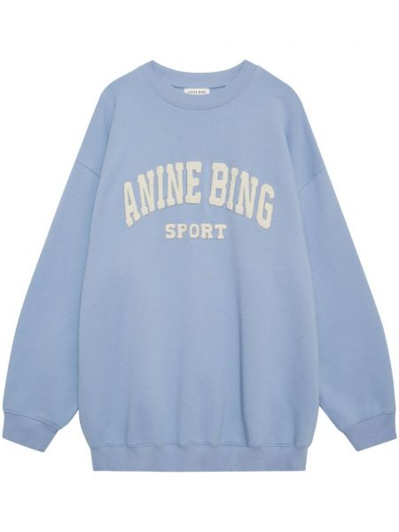 Haftowana bluza bawełniana Anine Bing niebieska