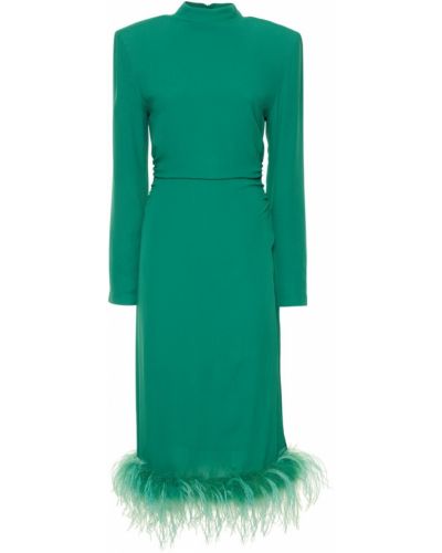 Sukienka midi w piórka z wiskozy Giuseppe Di Morabito zielona