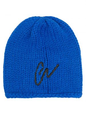 Vlnená čiapka s výšivkou Greg Lauren modrá