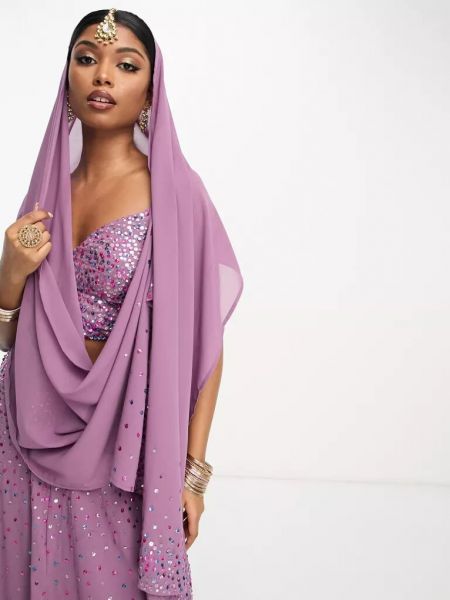 Длинная юбка с пайетками Maya фиолетовая