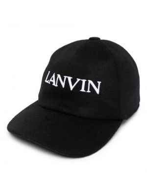 Volnena kapa s šiltom z vezenjem Lanvin črna