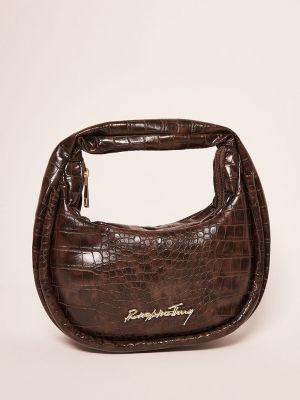 Кожаная мини сумочка из искусственной кожи Prettylittlething коричневая