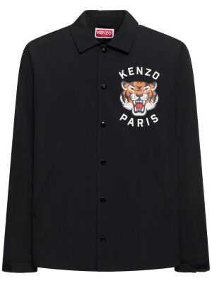 Tigrovaná nylónová bunda s potlačou Kenzo Paris čierna