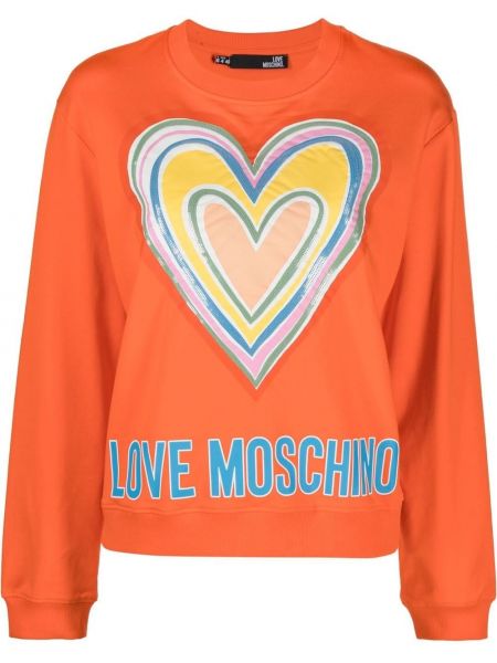 Hjertemønster trykt sweatshirt Love Moschino oransje