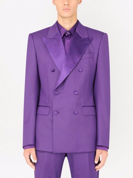 Vlněný oblek Dolce & Gabbana fialový